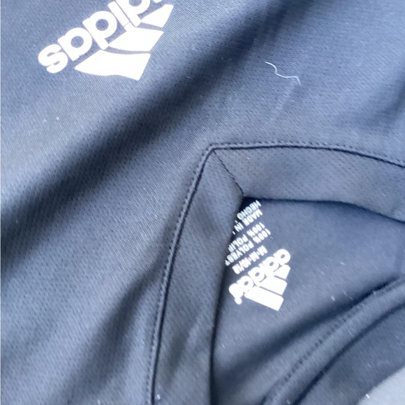 ADIDAS Black Textured Polyester SOCCER Jersey SHIRT Black White Piping boys  M - Picture 3 of 4